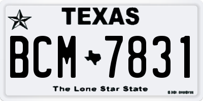 TX license plate BCM7831
