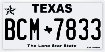 TX license plate BCM7833