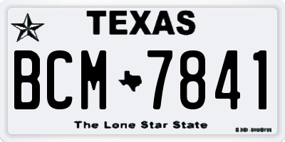 TX license plate BCM7841