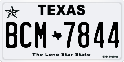 TX license plate BCM7844