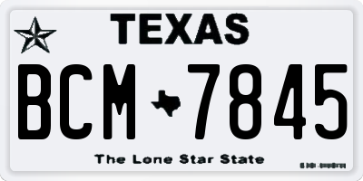 TX license plate BCM7845