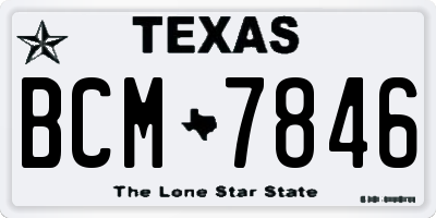 TX license plate BCM7846