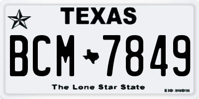 TX license plate BCM7849