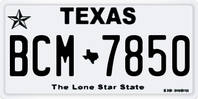 TX license plate BCM7850