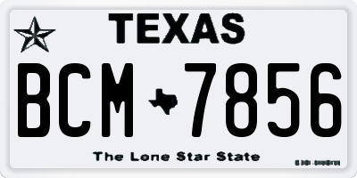 TX license plate BCM7856
