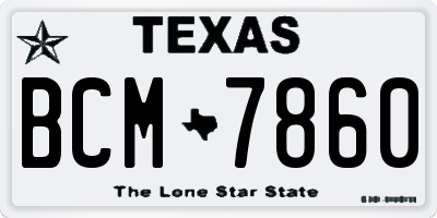 TX license plate BCM7860
