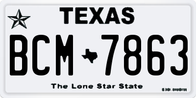 TX license plate BCM7863