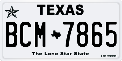 TX license plate BCM7865