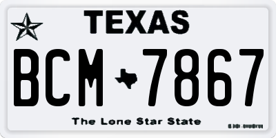 TX license plate BCM7867