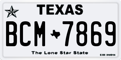 TX license plate BCM7869