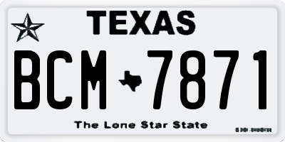 TX license plate BCM7871