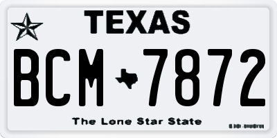 TX license plate BCM7872