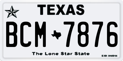 TX license plate BCM7876