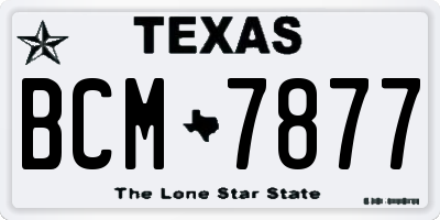 TX license plate BCM7877
