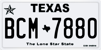TX license plate BCM7880