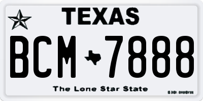 TX license plate BCM7888
