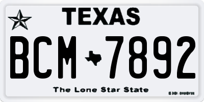 TX license plate BCM7892