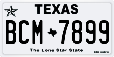 TX license plate BCM7899