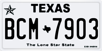 TX license plate BCM7903