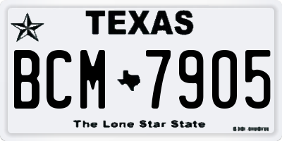 TX license plate BCM7905