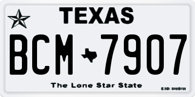 TX license plate BCM7907