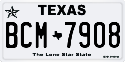 TX license plate BCM7908