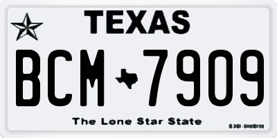 TX license plate BCM7909