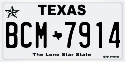 TX license plate BCM7914