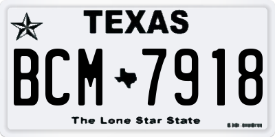 TX license plate BCM7918