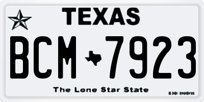 TX license plate BCM7923
