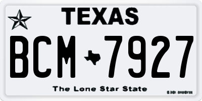 TX license plate BCM7927
