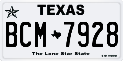 TX license plate BCM7928