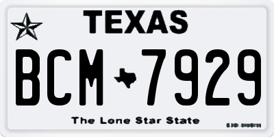TX license plate BCM7929