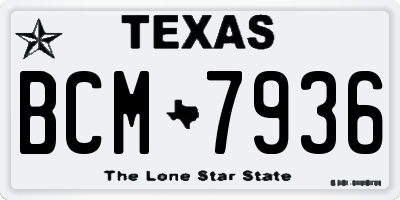 TX license plate BCM7936