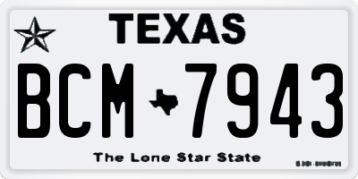 TX license plate BCM7943