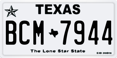 TX license plate BCM7944