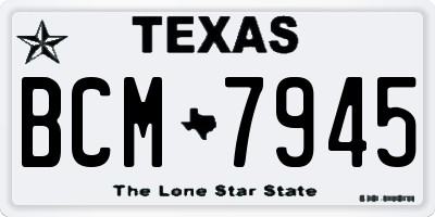 TX license plate BCM7945