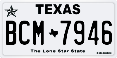 TX license plate BCM7946