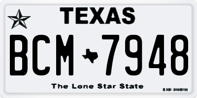 TX license plate BCM7948