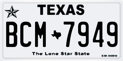 TX license plate BCM7949