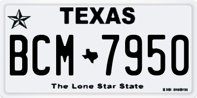 TX license plate BCM7950