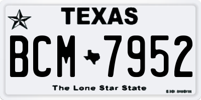 TX license plate BCM7952