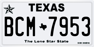 TX license plate BCM7953
