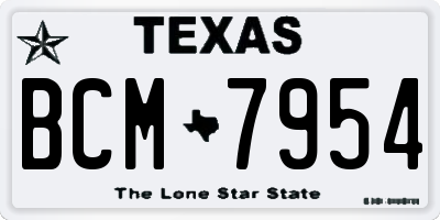 TX license plate BCM7954