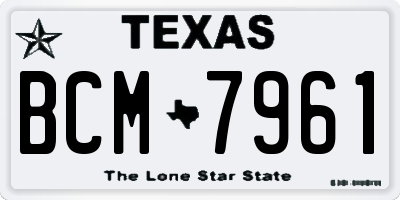 TX license plate BCM7961