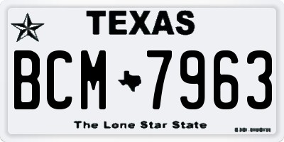 TX license plate BCM7963