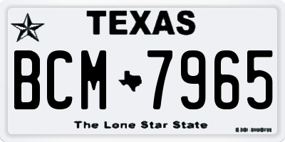 TX license plate BCM7965