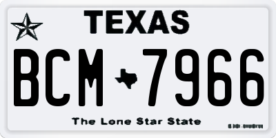 TX license plate BCM7966