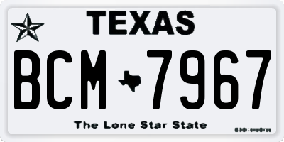 TX license plate BCM7967