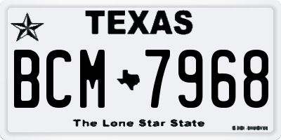 TX license plate BCM7968